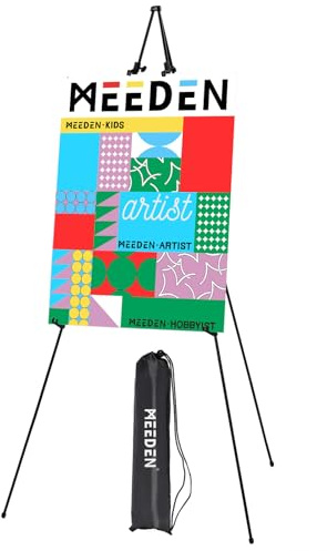 MEEDEN Staffelei Stand, 63“ Kunst Display Staffeleien, Instant Stativ Metall Staffelei mit Tasche, Folding Staffelei für Display Malerei Leinwand, Hochzeit Zeichen, Präsentationen, Poster, 1-Pack