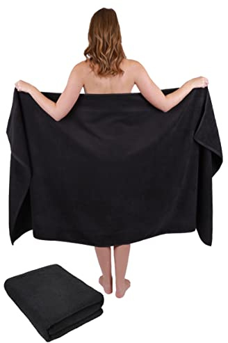 Betz 2 Stück Badetücher groß XXL Badetuch Saunatücher Dresden 100% Baumwolle Größe 100 cm x 180 cm Farbe dunkelgrau - 1902050