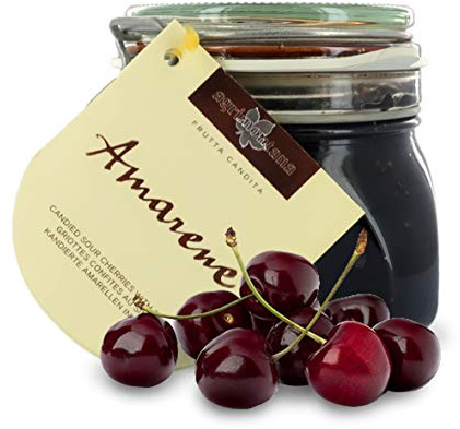 Frutta Candita Artigianale, Amarene Candite Sotto Sciroppo, 680 Grammi / Sgocciolate: 400 Grammi