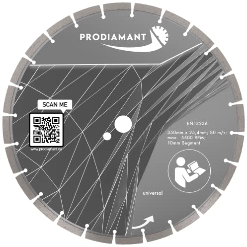 PRODIAMANT Premium Diamant-Trennscheibe universal 350 mm x 25,4 mm Blocksegment Segmenthöhe 10mm