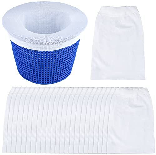 MIAHART Lot de 40 chaussettes d'écumoire de piscine pour filtres de piscine, chaussettes filtrantes pour panier d'écumoire, nettoyer les débris et les feuilles pour piscines creusées et hors sol