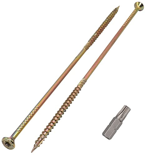 SKIR'CO Lot de 60 vis à bois universelles en acier zingué jaune 6,0 x 240 mm Tête fraisée Torx Type 17 Vis à panneaux d'aggloméré