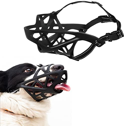 Hundemaulkorb aus weichem Kunststoff, atmungsaktiv, mit verstellbaren Gurten für kleine, mittelgroße und große Hunde, Training, Anti-Beißen-Haustiermund-Maulkörbe für den öffentlichen Verkehr,XL