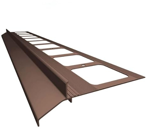 Renoplast® Perfil de Alero de Aluminio K30 200cm Marrón | Acabado de Terrazas y Balcones | Suelos de Baldosas sobre Mortero Adhesivo | Sistemas de Drenaje de Agua | Perfil Angular | Anticorrosión