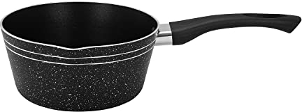 Royalford Milk Pan 16 CM Multipurpose Saucepan - Non-Stick Coating Soup Pot Milk Pan, Easy to Clean, Induction Sauce Pot with Pour Spout, Black (16 CM)