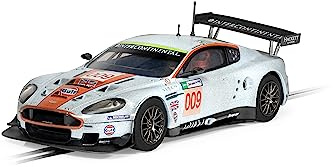 Scalextric C4316 Aston Martin DBR9 - Gulf Edition - ROFGO 'Dirty Girl' (1:32, Modellbahn, Spielzeug, Blau und Orange)