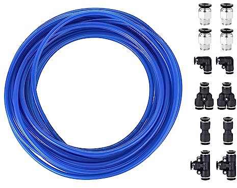 M METERXITY Air Tuyau Tubulure Trousse - PU Pneumatique Tube avec Rapide Connecteur, Haute Pression Résistance, Appliquer au Vide Systèmes (10M 6mm OD, Bleu)