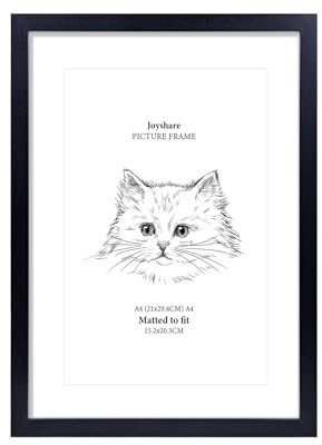 Joyshare DIN-A4-Bilderrahmen Schwarz 21×29,7 cm mit Passepartout