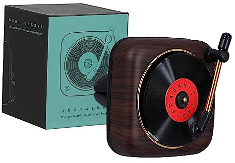 Didiseaon Car Retro Record Player Fragrance Diffuser for Aromatherapy Compact Car Perfume Clip Replaceable Tablets Vintage Style Air Freshener for and Charming Atmosphere
