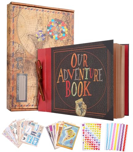 Our Adventure Book Scrapbook, Best DIY Travel Scrapbook Photo Album 80Pages, Retro Album Wedding Photo Album for Lover, Kids, Valentines' gifts, Mother's Day Gift,11.6 x 7.5 Inch