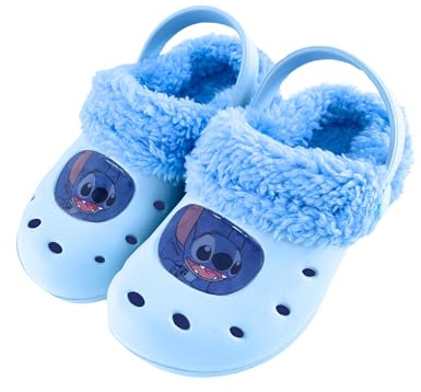 Disney Stitch Zoccoli Ragazze, Pantofole Zoccoli Pelle Morbido, Regalo Bambina, Taglia EU 26/27 | Blu