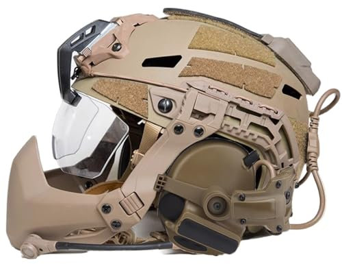 Fotrsta Taktischer Kampf Helm, Full-Wrap Military Paintball Schutz Helm Mit Visier Verstellbar Kombination Für Outdoor-Jagd, CQB Schießen, BBS