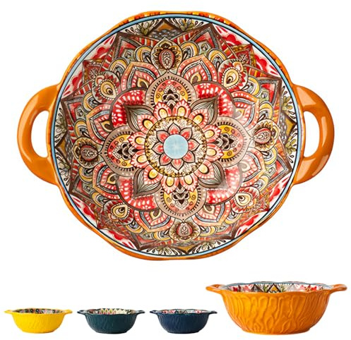 Dowbom Ceramic Ramen Bowl 900ml, Large Soup Bowl Microwave Safe, Noodle Bowl (Orange,900ml)