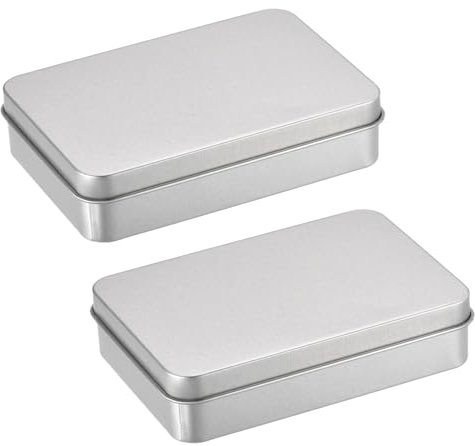 Vbxvsa 2 Stück Metalldose mit Deckel Mattierter Blechdose Rechteckige Altoids Dose 150x90x30mm Klein Weißblech Aufbewahrungsbox