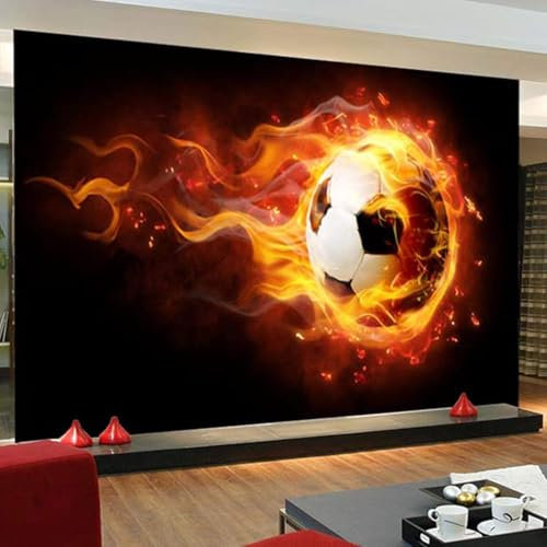 Luowenji Photo Wallpaper Football Soccer 3D Effect Football Wall Mural Decoration Poster Picture Modern Design 200x140 cm Murals Wall Art for Living Room Bedroom Kitchen a.322