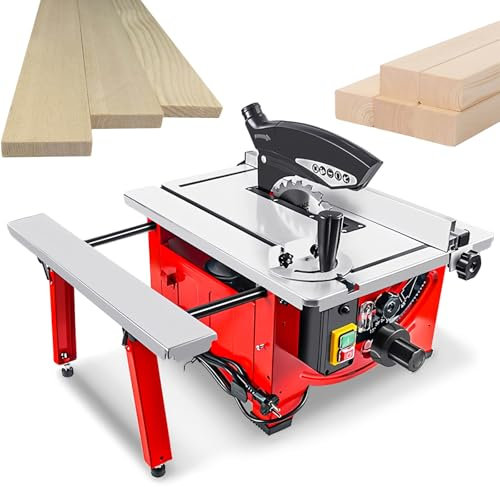 2900W 8.25'' Portable Table Saw, Sliding Woodworking Table Saw, Portable Cutting Saw Table Lightweight Worktable with Heavy-Duty Load Capacity, Adjustable Cut Depth and Angle, for DIY,52 x 65cm