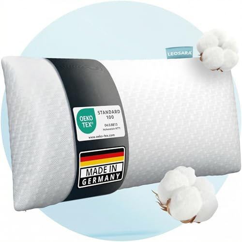 LEOSARA® Orthopädisches Nackenstützkissen 40x80 – Nackenkissen – Memory Foam Kopfkissen für alle Schlaftypen (Rücken, Bauch, Seitenschläfer) Visco Kopfkissen (Höhe 13cm) – für Bezüge 40x80cm