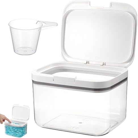 Waschmittel Aufbewahrung, 2,8L Waschpulver Aufbewahrungsbox, Wiederverwendbarer luftdichter Behälter, Aufbewahrungsbox mit Deckel, Aufbewahrungsbox Schnappverschlüsse, für Waschpulver, Wäscheperlen