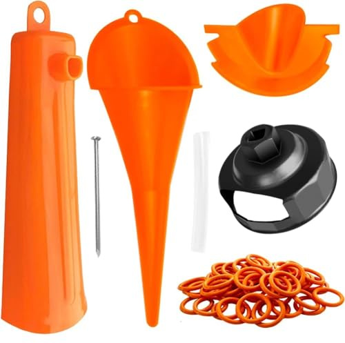 Kit de herramientas de cambio de aceite para Harley, embudo de aceite de caja primaria, embudo de filtro de aceite sin goteo, herramienta de llenado del cárter, llave de filtro de aceite, 50 juntas