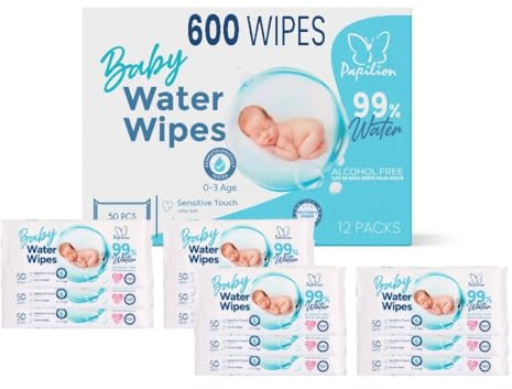 Baby Wipes 12 X 50 Pack Water-Based Wipes Wet Wipes Unscented Water Based For Sensitive Skin 600 Wipes