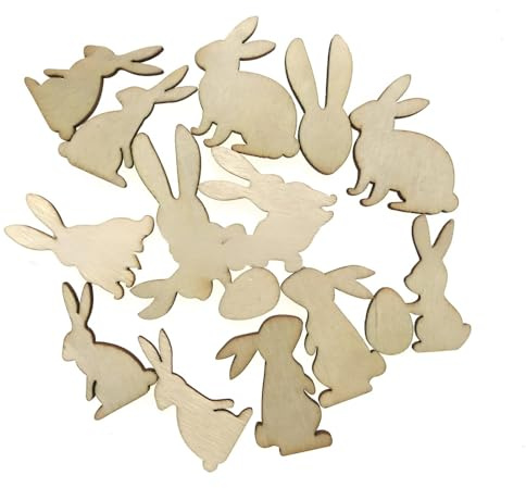 100 Stück Holz Hasen Streudeko, DIY Häschen Konfetti Streudeko, Tischdeko Confetti, für Geschenke Basteln, Draußen Party Deko