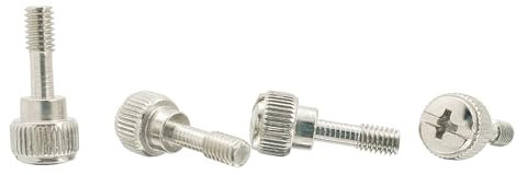 Foyoram M4 x 12 mm, tornillos imperdibles, cabeza moleteada con ranura en cruz, tornillo imperdible de la placa, 20 unidades, rosca de acero con vástago fino