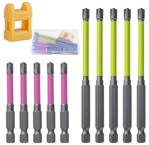 SPEEDWOX 10pcs Magnetic Special Flat Slotted Phillips Cross Head Screwdriver Bit Set Electrician Impact Screwdriver Bit 1/4 Inch Hex Shank Electrician Impact Screwdriver Bit Set with Storage Case
