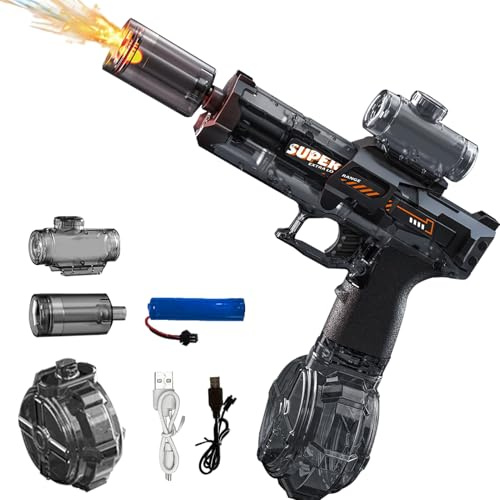 Pistola de Agua Electronica, Pistolas De Agua, Pistoa de Aga con Efectos Especiales Led Intermitentes, Juguete para Fiestas de Verano en La Piscina y La Playa