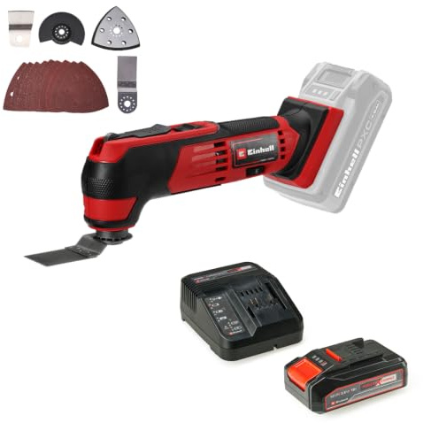 Einhell Outil multifonctions sans fil TE-MG 18/1 Li-Solo Power X-Change (18 V, 3 fonctions, mandrin magnétique, variateur électronique, avec accessoires) avec Chargeur et Batterie 2,5Ah