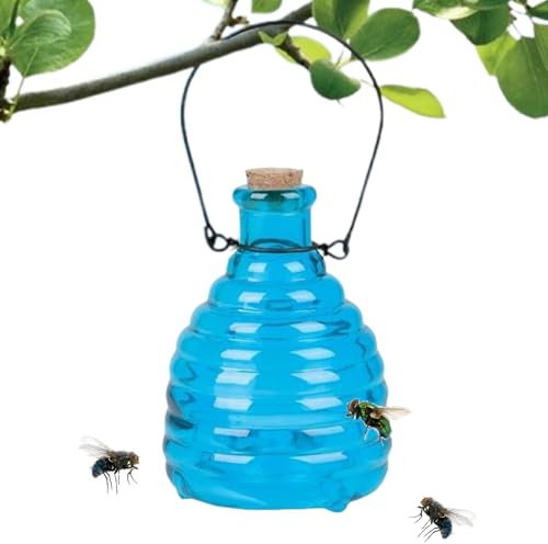 Wespenfalle aus Glas – Wiederverwendbarer Fliegenfänger | Hangablle Cattcher | Effektive Kontrolle von Wespenfallen im Freien zum Aufhängen für Obstgarten, Baum, Garten, Terrasse, Haus, Hof, Outdoor
