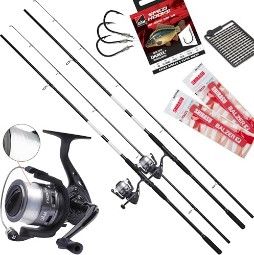 Fischzeux Karpfen Set komplett Carp Pro – Angelset 2 Karpfenruten mit 2 Rollen (Rutenlänge 3,00m)