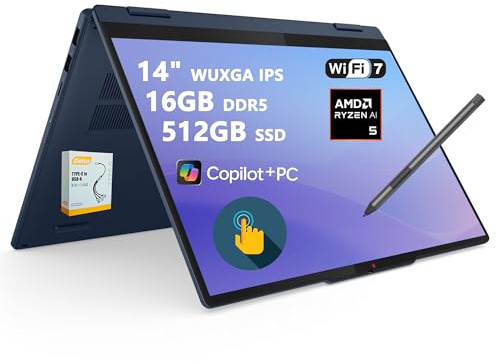 Lenovo IdeaPad Flex 5 2-in-1 Laptop | 14 WUXGA IPS Touch | AMD Ryzen AI 5 340 (Up to 50 Tops) | 16GB DDR5 512GB SSD | for Creator Designer Business Professional Win11 w/DLCA Accessory