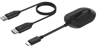 Belkin ConnectAir Wireless HDMI Display Adapter for USB C Laptop, Tablet, Phone, Projector – Compact Plug & Play Receiver, 1080p@60Hz HD Streaming, Screen Sharing, Travel Accessories - No WiFi Needed