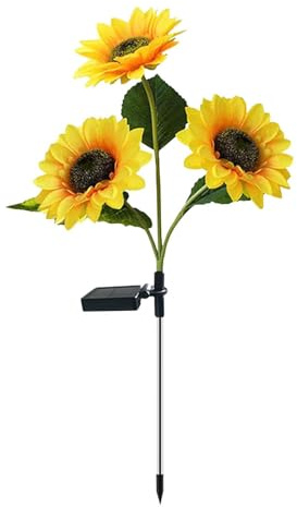 a forma di girasole per esterni, paletto impermeabile, luce solare a forma di girasole, per, prato, aiuola, cortile, patio, giardino, alberi, cortile, portico