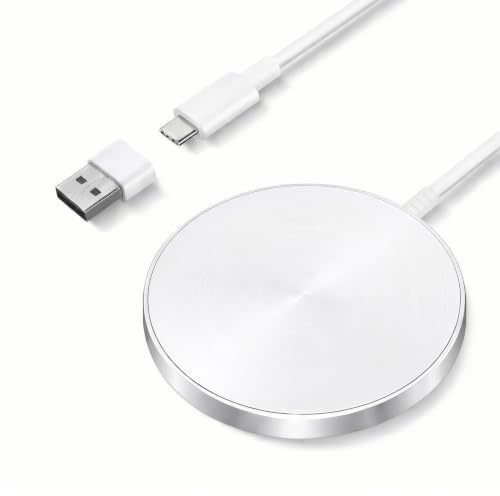 Chargeur Induction iPhone, Chargeur sans Fil Magnétique pour iPhone,15W Chargeur à Induction Rapide avec Mag Safe pour iPhone 17 Pro Max/17 Air/17/16/15/14/13/12, pour AirPods 4/3/2,Blanc