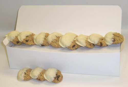 Scott's Cakes Half-Dipped Oatmeal Rasin Cookies with White Chocolate in a White Gourmet Box