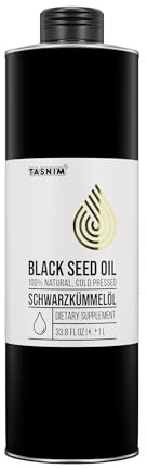 Schwarzkümmelöl Kaltgepresst 1000ml, Ungefiltert, Hochwertig, Naturrein Ohne Zusatzstoffe, Äthiopisches Nigella Sativa Öl mit Hohem Thymoquinon, Mühlenfrisch, Vegan