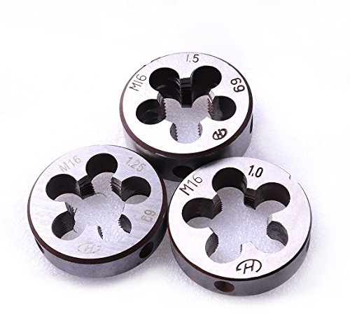 ATOPLEE 3 Stück HSS Metrisches Rechtsgewinde-Schneideisen,M16 x 1 mm M16 x 1,25 mm M16 x 1,5 mm