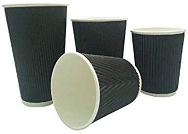 We Can Source It Ltd - 8oz. Black Ripple Paper Cups - Eco-Friendly Drinkware 100% Biodegradable Compostable Recyclable - Great for Tea, Coffee, Hot Drinks - 500 Pack