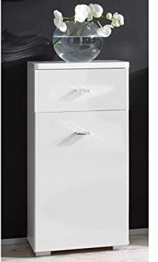 möbelando Unterschrank Badschrank Kommode Beistellschrank Schrank Badmöbel Barnsley I Weiß/Weiß-Hochglanz