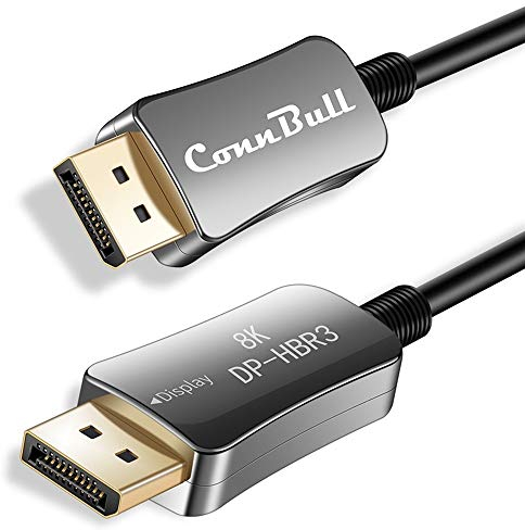 ConnBull Cavo DisplayPort Fibra Ottica 15m, Cavo DisplayPort 1.4 Fibra óptica Supporta HBR3(7680x4320), 8K@60Hz, 4K@144Hz, 32,4 Gbps, HDR10 Compatibile con RTX 2060/2070/2080 ecc