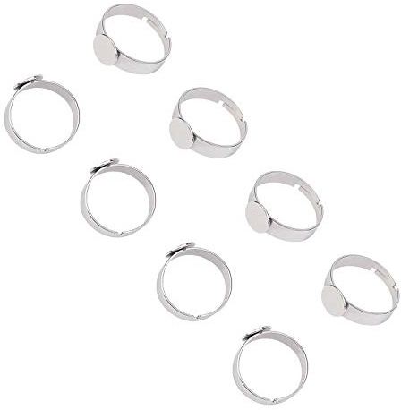 UNICRAFTALE 50 Stück 8mm Edelstahl Einstellbare Fingerringe - Ringe - Silber - Art_Deco