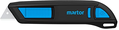 MARTOR Sicherheitsmesser Mit Klingeneinzug & Abgerundeter Klinge, SECUNORM 300, Profi Cuttermesser, Leicht, Kunststoff, Rechts- & Linkshänder, GS Geprüft, 17 mm Schnitttiefe