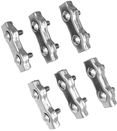 POFET M8 Duplex Klemme Set Edelstahl Drahtseile Clip Verzinkt Drahtseilklemme Rutschfest korrosionsbeständig zum Sichern von Seilen Stahldraht Wäscheleine