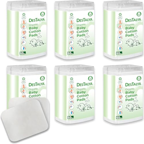 DESTALYA Baby-Baumwollpads - Bio-Einmalwaschlappen für empfindliche Haut - Wattepads zum Wechseln von Windeln, Entfernen von Make-up, zur Körperpfle (Bio Wattepads 360)