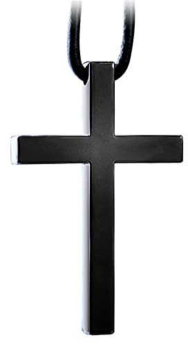 Deselen Autospiegel Anhänger, Hochwertig Metallisch Kreuz Anhänger, Auto Zubehör Innenraum Deko, Universal Auto Spiegelanhaenger, 1 Packung, Schwarz