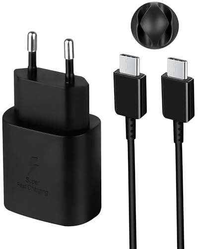 25W USB C Schnellladegerät, Superschnelles Ladegerät Typ C mit 1,5 m langem Android-Handy-Ladekabel für Samsung Galaxy S25/S24/S23/S22 Ultra/S25+/S21/S20 FE/S10/A55/Note10/20/Z Fold 6,Z Flip 6 5G