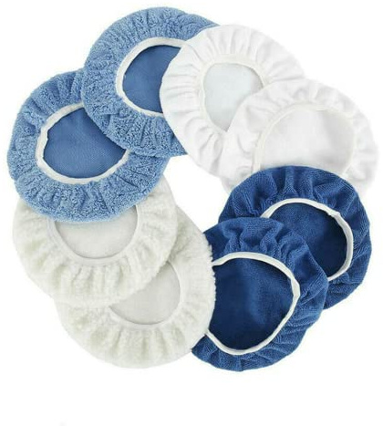 Cofano di Lucidatura,8 PCS 9-10In Tamponi per Lucidatura per Auto,Lucidatura Pads Bonnet,Coperchio Morbido per Lucidatura,Kit di Copertura Cera per Auto Polacco Mix Confezione di Lana in Microfibra