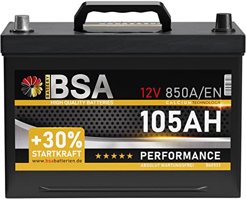 BSA ASIA Autobatterie 105Ah 12V Batterie Plus-Pol Links ersetzt 95Ah 100Ah