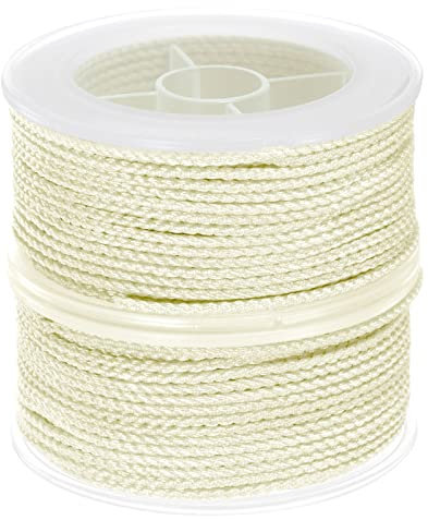 sourcing map 2 Hilos de Nylon, Cuerda de Abalorios de Cordel, Cordón Trenzado Extrafuerte 1,6mm para Pulseras Joyería Fabricación Bricolaje Artesanía 16M/52 Pies, Crema